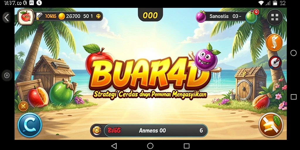 Tampilan gameplay menampilkan strategi cerdas dalam BUAH4D.