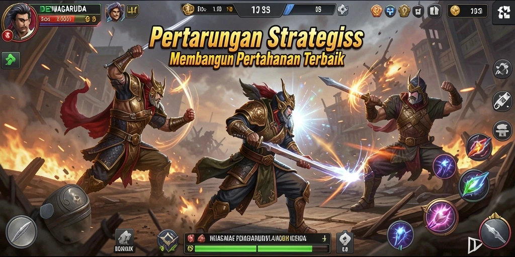 Tampilan gameplay DEWAGARUDA yang menegangkan dan penuh strategi.