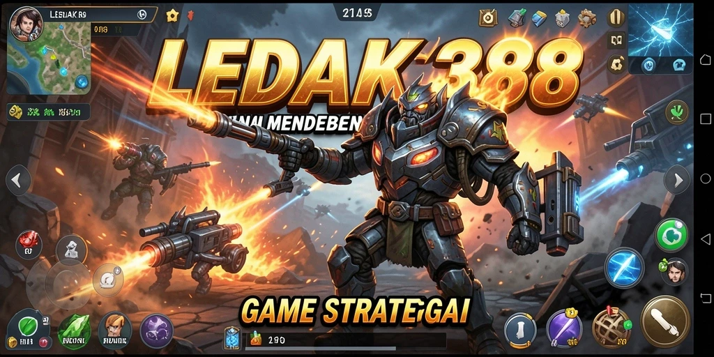 Screenshot menampilkan aksi pertempuran strategis di LEDAK388.
