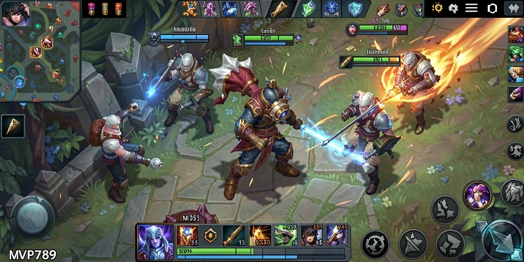 Tangkapan layar menunjukkan aksi seru dalam permainan MOBA.