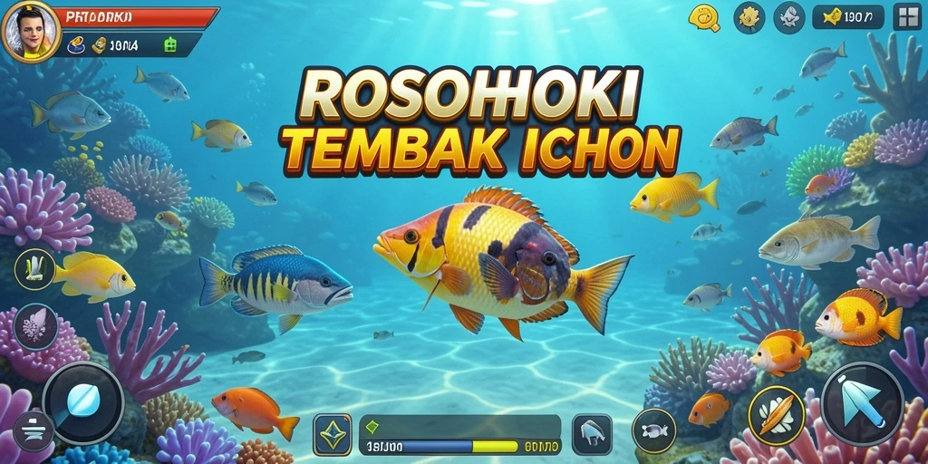 Tampilan gameplay <strong>ROSOHOKI</strong> dengan aksi menembak ikan yang seru.
