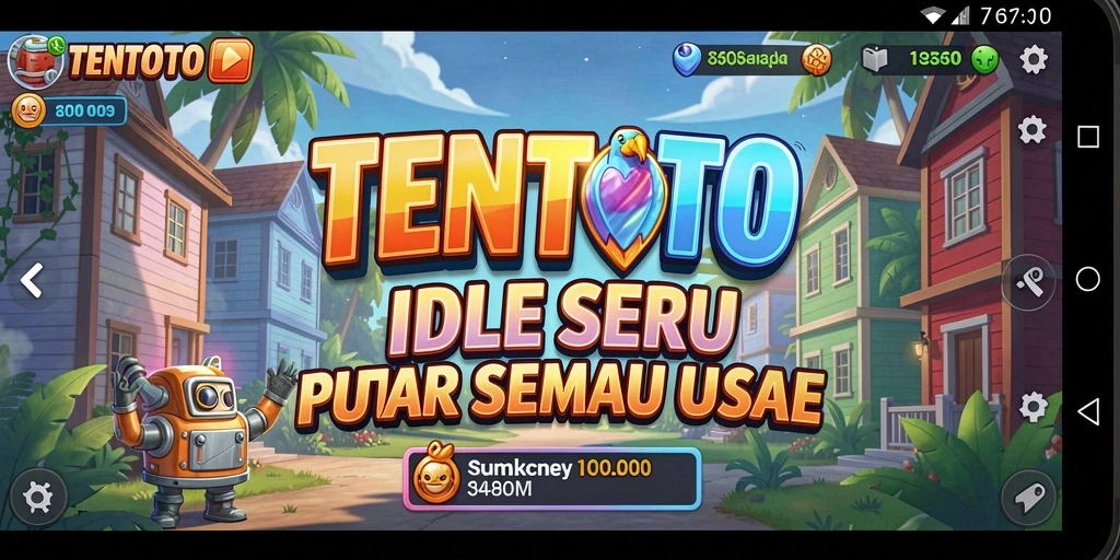 Screenshot gameplay TENTOTO yang menunjukkan interaksi dan pengelolaan sumber daya.